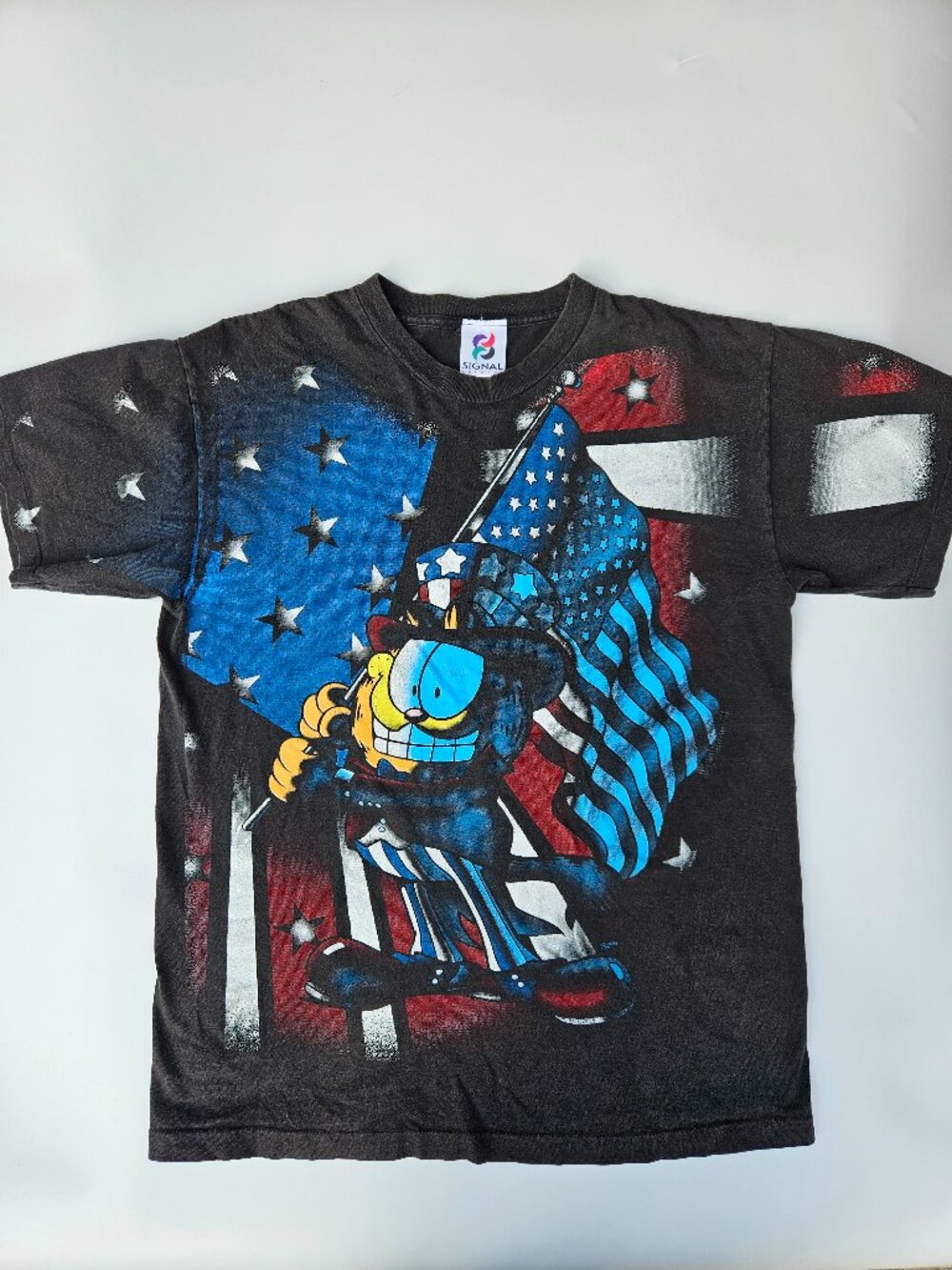 VTG Garfield Uncle Sam Tee Single Stitch Signal Artwear USA Made Size L
